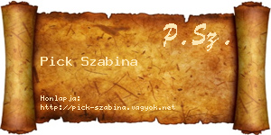 Pick Szabina névjegykártya